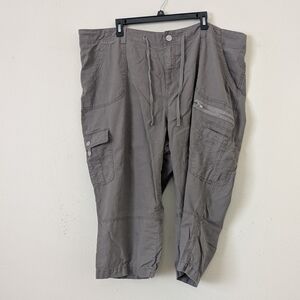 Lane Bryant Linen Blend Cargo Capris, Gray/Green Khaki, Size 26